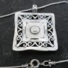 Large Filigree Sterling Silver Square Garnet Necklace